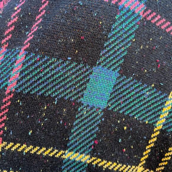 CJ Banks Plaid Cozy Gold Metallic Holiday Preppy Glam Open Sweater Cardigan 2X - Picture 5 of 7